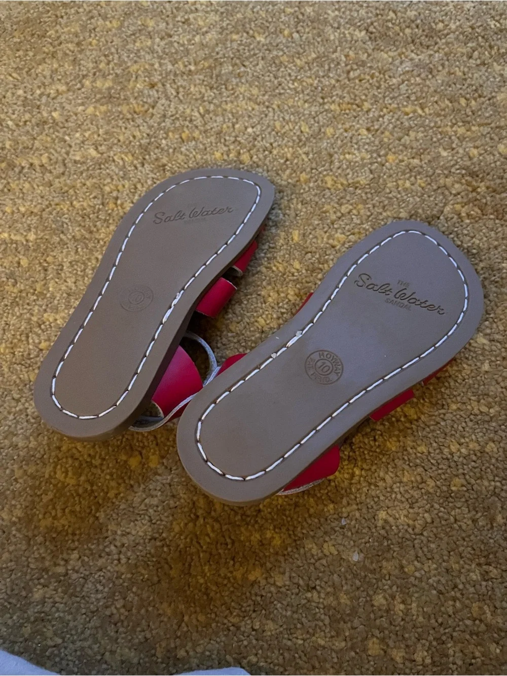 Salt Water Sandals by Hoy Red Kids Leather Flat Sandals size 10 classic